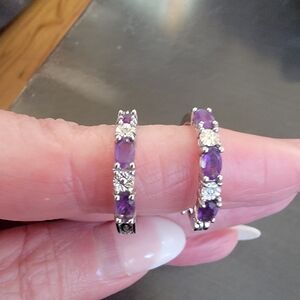 Sterling Silver Amethyst and White Topaz earrings